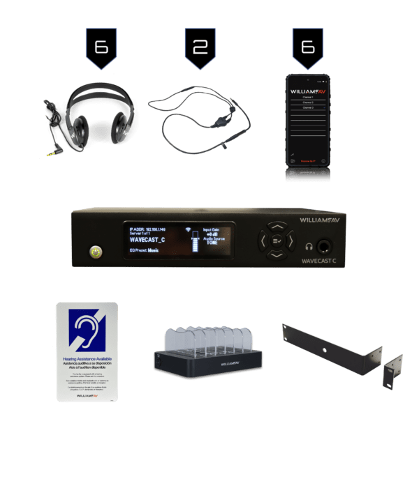 Система допомоги слуху WaveCAST із 6 приймачами Wi-Fi WAV Pro