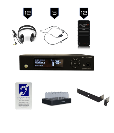 Система допомоги слуху WaveCAST із 12 приймачами Wi-Fi WAV Pro